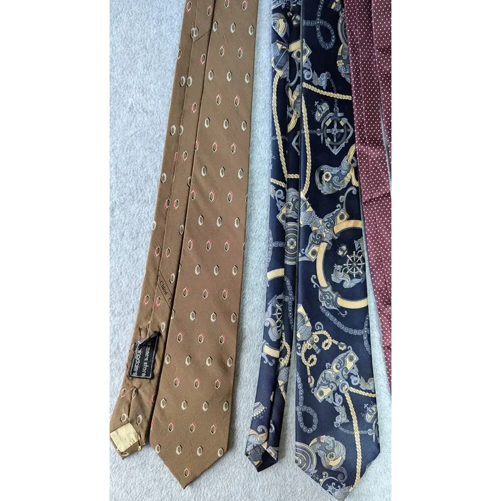Chloe Mercedes Lanvin Liberty Oscar De La Renta Designer Neck Tie Lot of 5 Silk‎